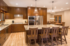 Spacious Kitchen and Dining Area with Solid Cherry Wood Table Built for 12