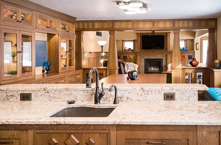 West Des Moines, Iowa craftsman home remodel by Silent Rivers kitchen, dining room, family room