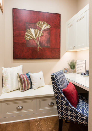 small office nook with custom storage cabinets by remodeler Silent Rivers, Clive, Iowa