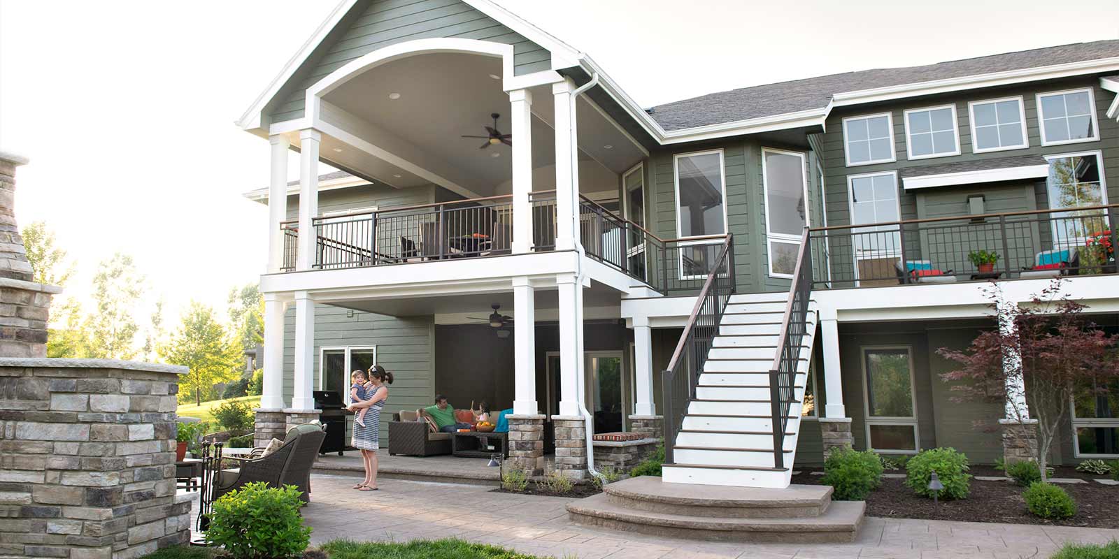 Urbandale new deck, patio and fireplace designed and built by Silent Rivers
