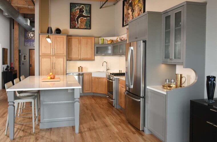 Art Deco remodel Des Moines loft kitchen by Silent Rivers