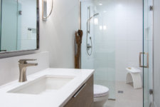 Modern Design Creates Peace in a Small Des Moines Bathroom Remodel