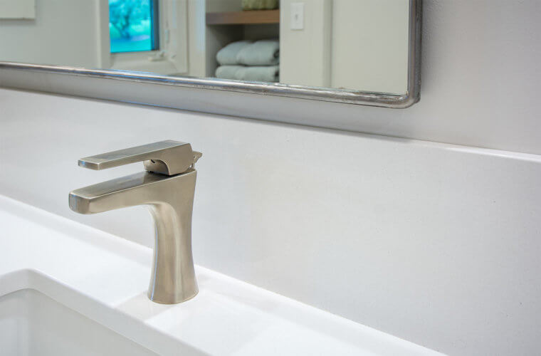 modern style white Des Moines bathroom remodel by Silent Rivers