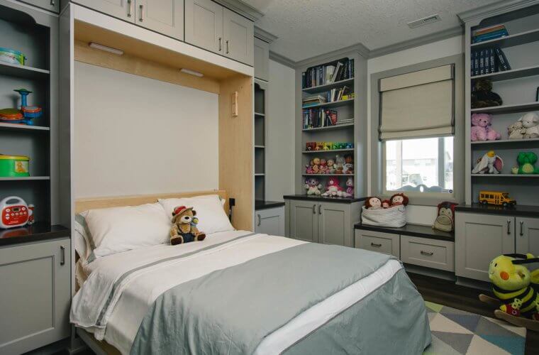 3-in-1 Murphy bed in a Clive, Iowa playroom, guest room, office by Silent Rivers